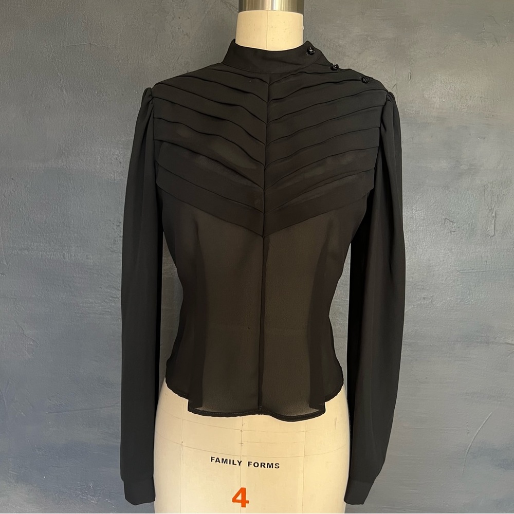 Vintage Black Sheer Women's Blouse